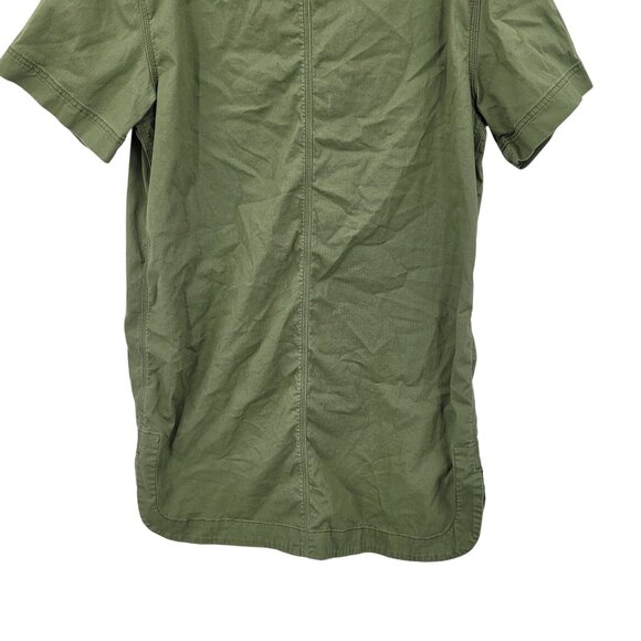 Vtg Lee Workwear Army Green Pinafore Denim Utility Shirt Dress Sz L Boilersuit - Picture 4 of 12